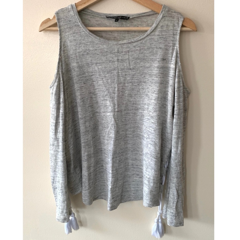 Generation Love • S • 100% Linen Lace-Up Side Long Sleeve Top